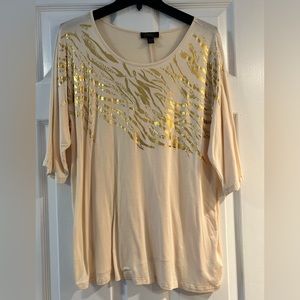 Ivory & gold metallic top